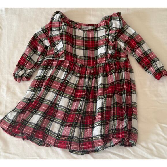 Carter’s Girls 9M Dress Red/green plaid | long sleeve with ruffle accents Fall - Picture 1 of 1